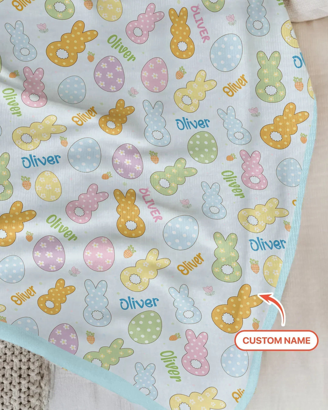 Custom Name Spring Pastel Easter Bamboo Blanket