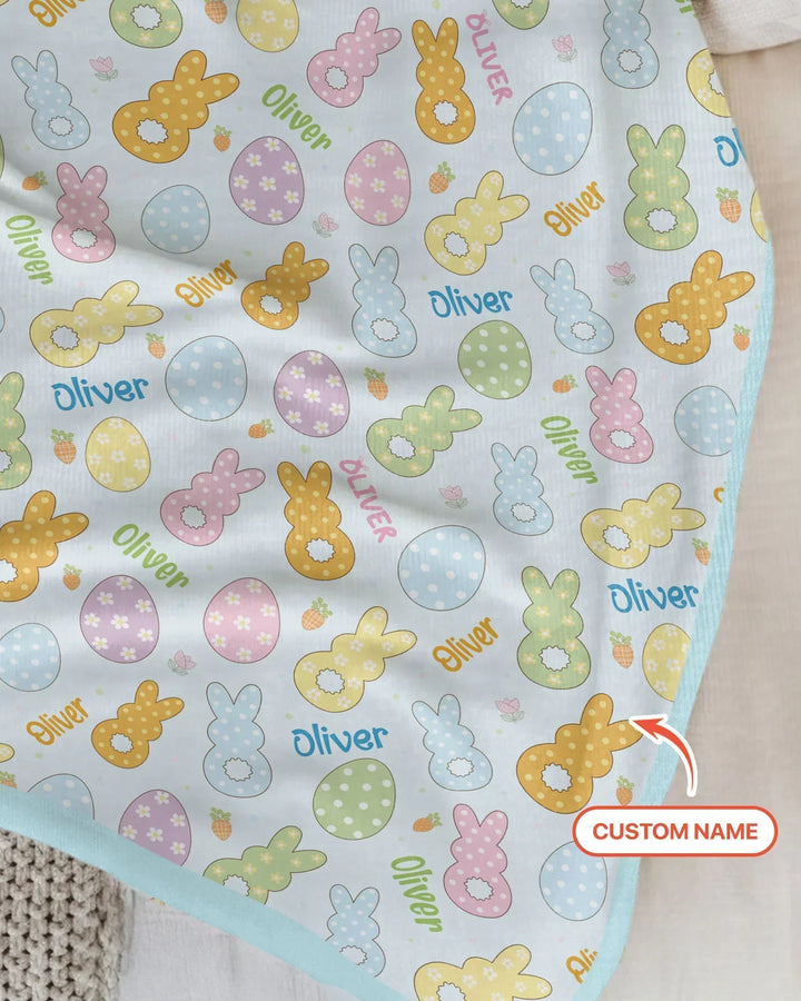 Custom Name Spring Pastel Easter Bamboo Blanket