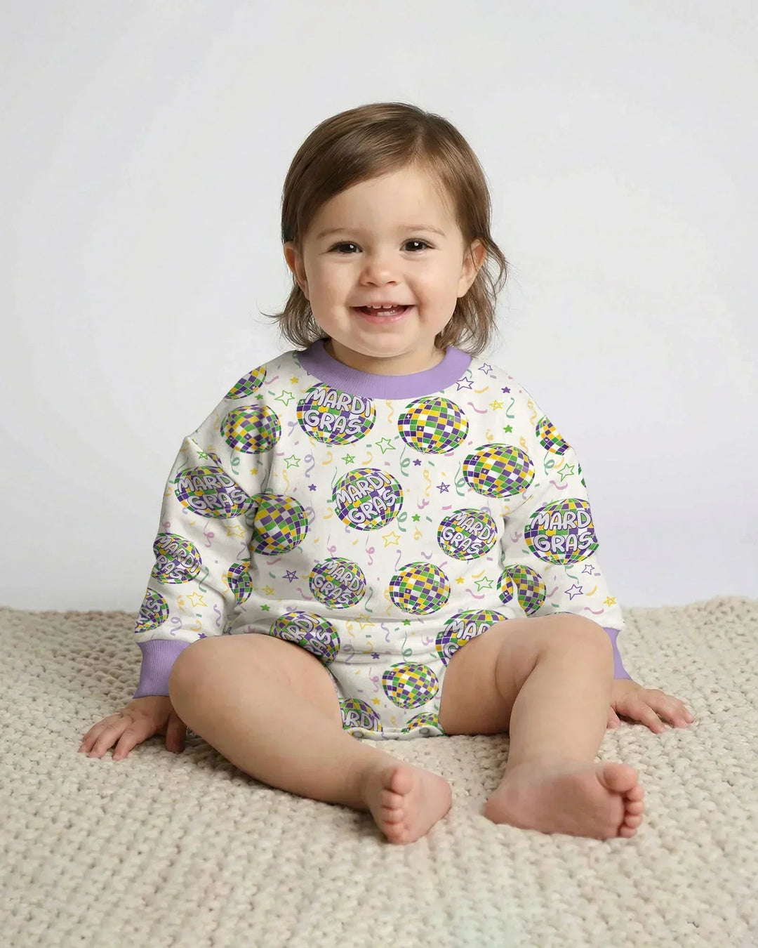 Mardi Gras Disco Ball Bamboo Bubble Romper
