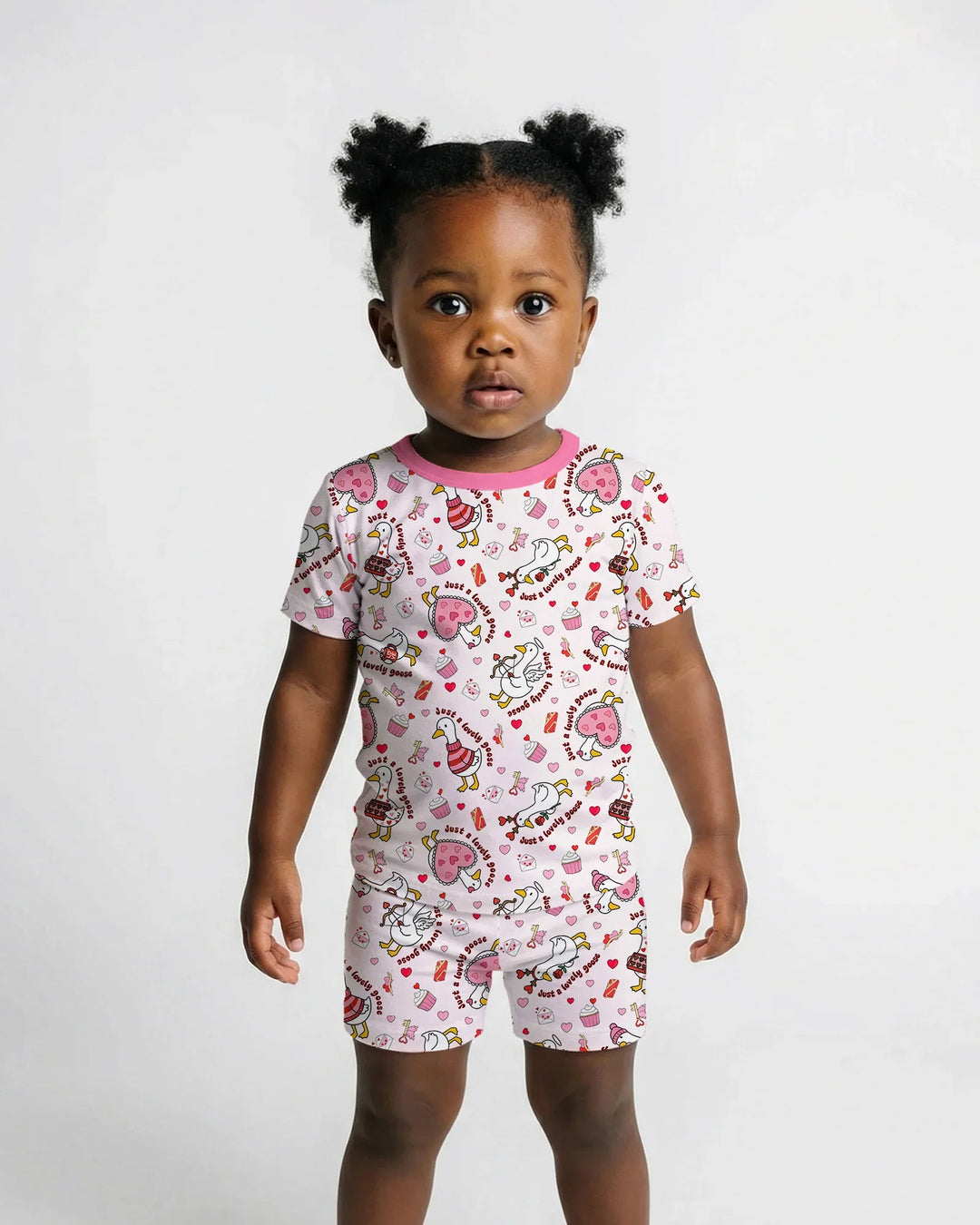 Valentine Silly Goose Bamboo Two Piece Short Sleeve Shorts Pajama Set