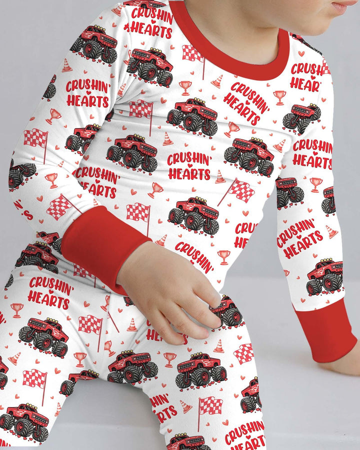 Crushin Hearts Bamboo Two Piece Long Sleeve Pajama Set