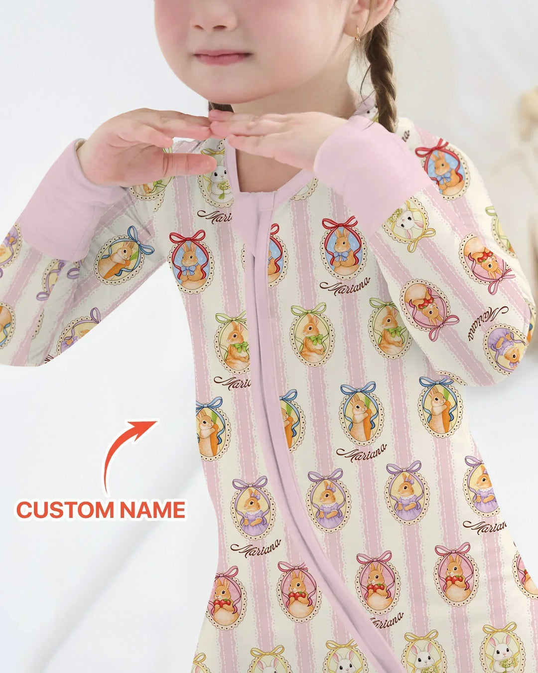 Custom Name Vintage Easter Bunny Bamboo Convertible Zippy