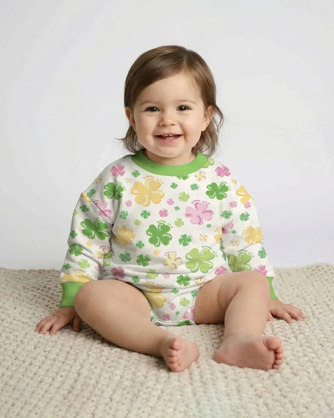 Shamrocks Print St. Patrick's Day Bamboo Bubble Romper