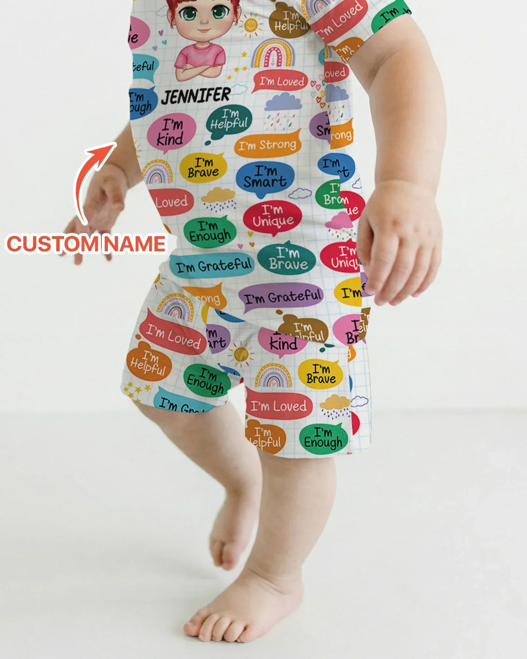 Personalized I'm Kind I'm Brave Bamboo Two Piece Short Sleeve Shorts Pajama Set