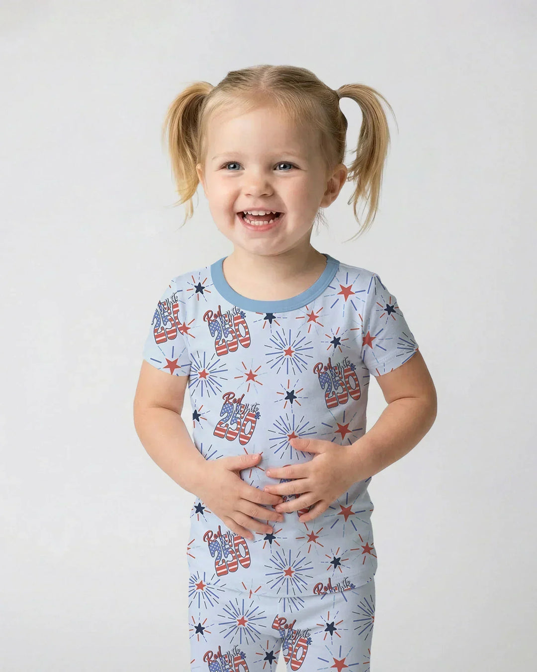 Red White and 250th Anniversary Bamboo Two Piece Short Sleeve Pajama Set