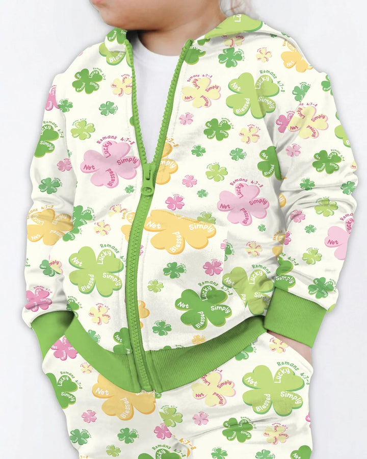 Shamrocks Print St. Patrick's Day Bamboo Zip Hoodie