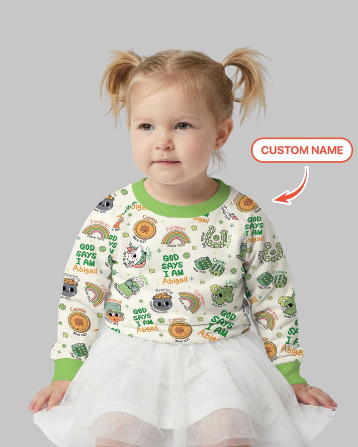 Personalized God Says I Am St. Patrick's Day Family Matching Bamboo Crewneck Sweatshirt