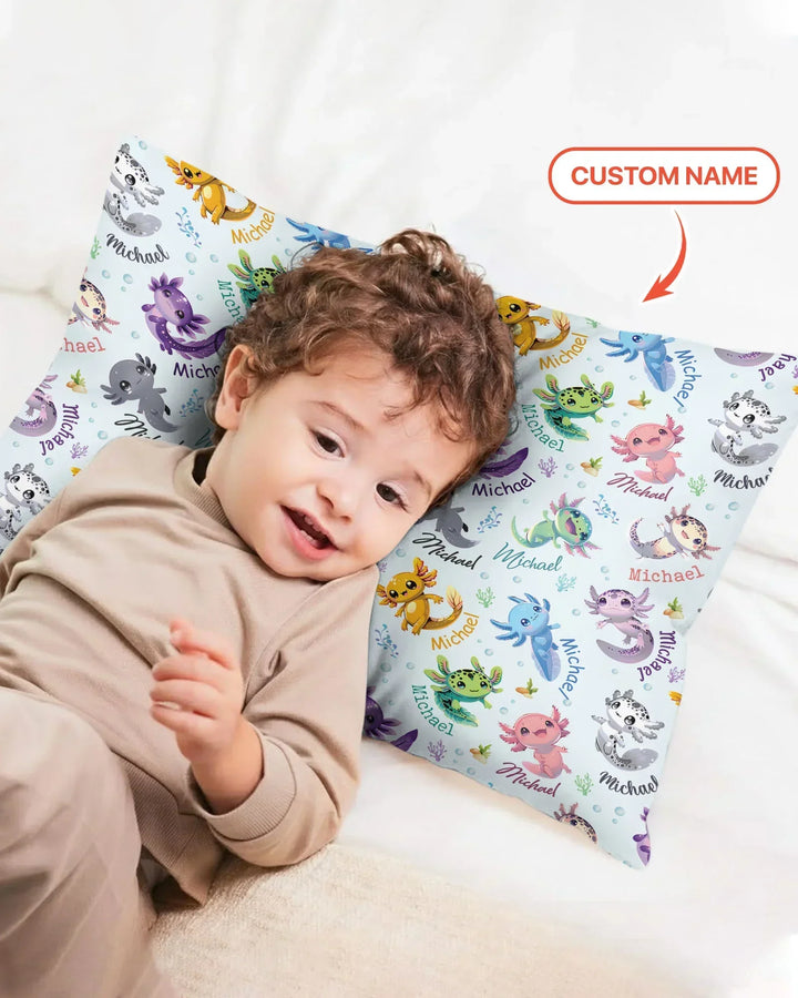 I Love You Axolotl Custom Name Bamboo Pillow Case