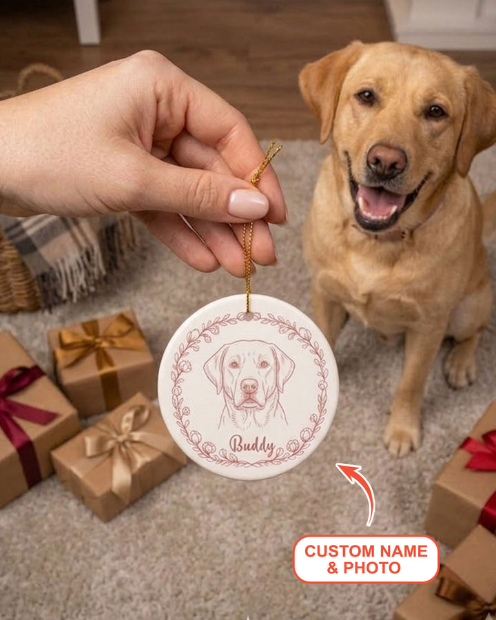 Custom Pet Photo Chinoiserie Ceramic Ornament