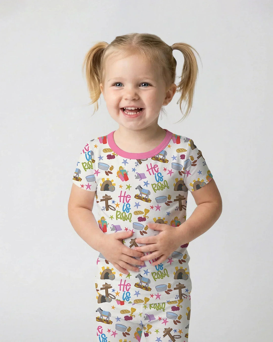 Bible Story Easter Family Matching Bamboo Two Piece Short Sleeve Pajama Set