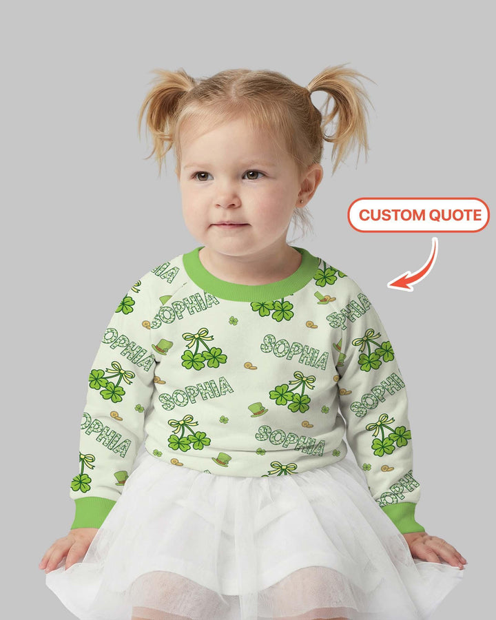 Custom Name Lucky Little Shamrock Bamboo Crewneck Sweatshirt