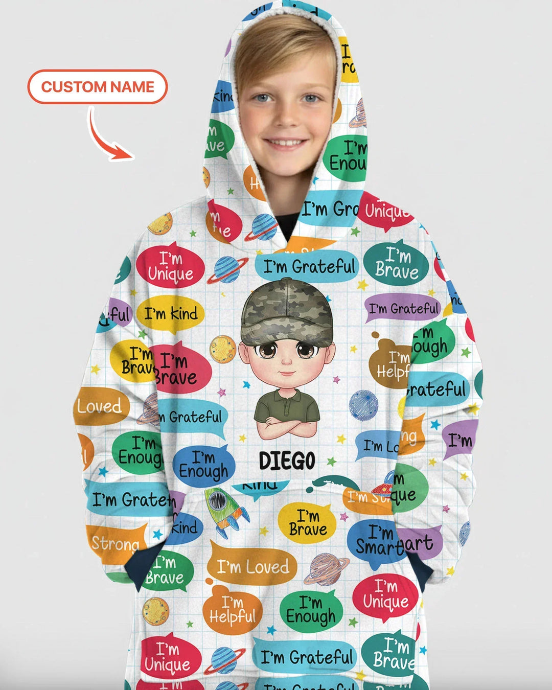 Personalized I'm Kind I'm Brave Bamboo Blanket Hoodie