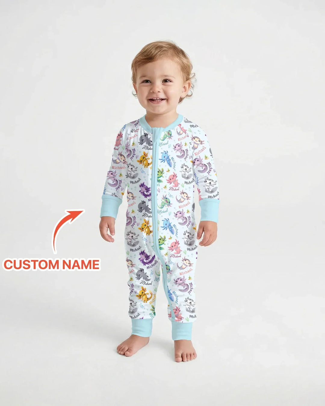 I Love You Axolotl Custom Name Bamboo Convertible Zippy