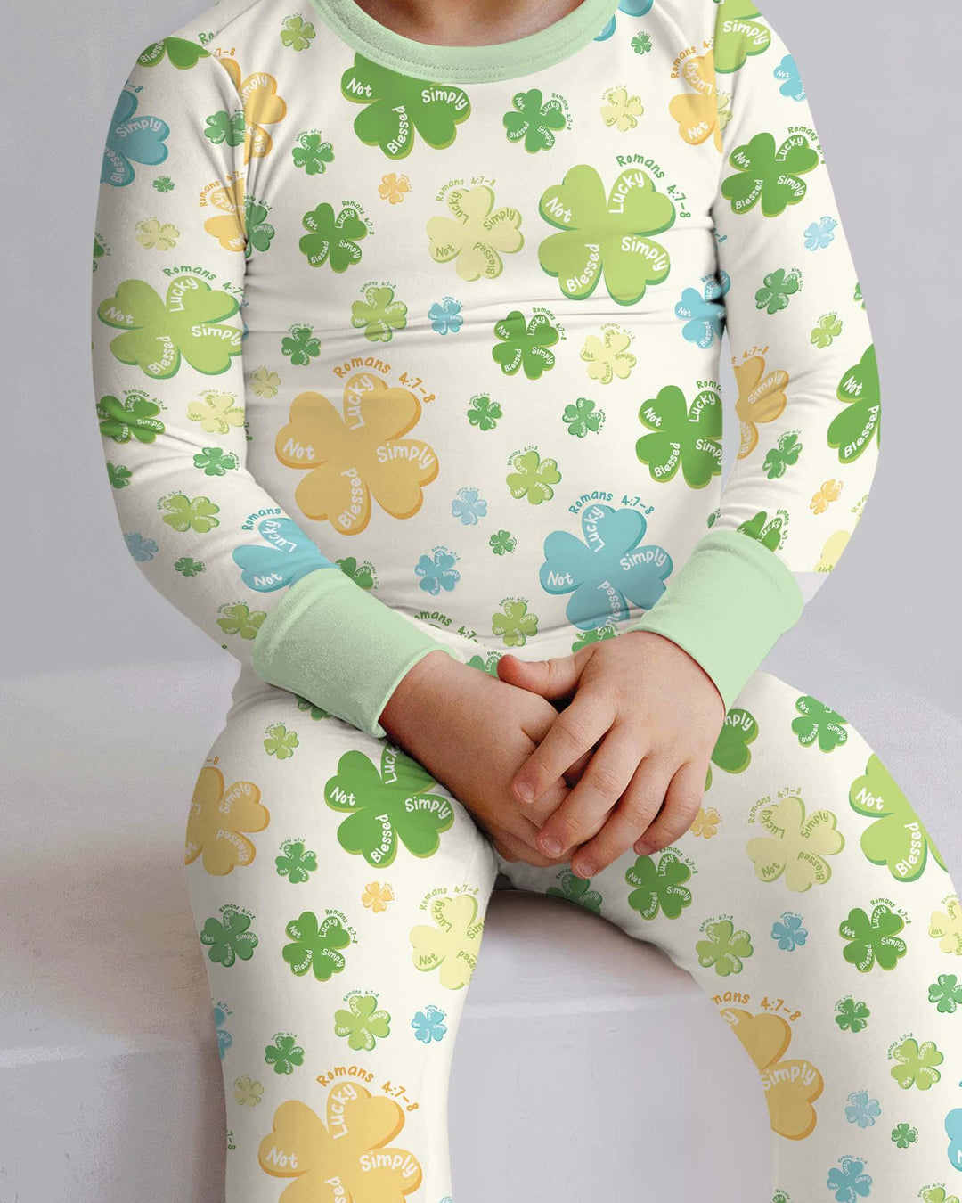 Shamrocks Print St. Patrick's Day Bamboo Two Piece Long Sleeve Pajama Set