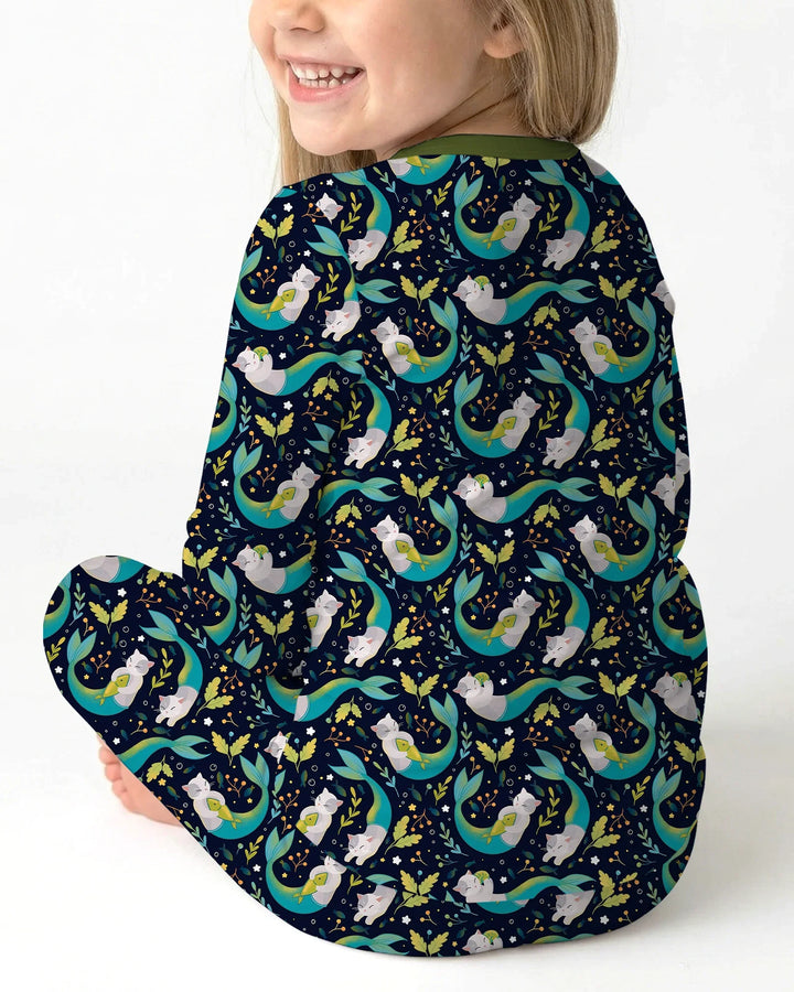 Midnight Mermaid Cats Bamboo Two Piece Long Sleeve Pajama Set