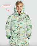 Custom Name Mardi Gras Saurus Wearable Blanket Hoodie