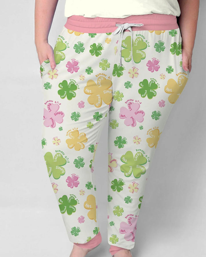 Shamrocks Print St. Patrick's Day Bamboo Women Pajama Set