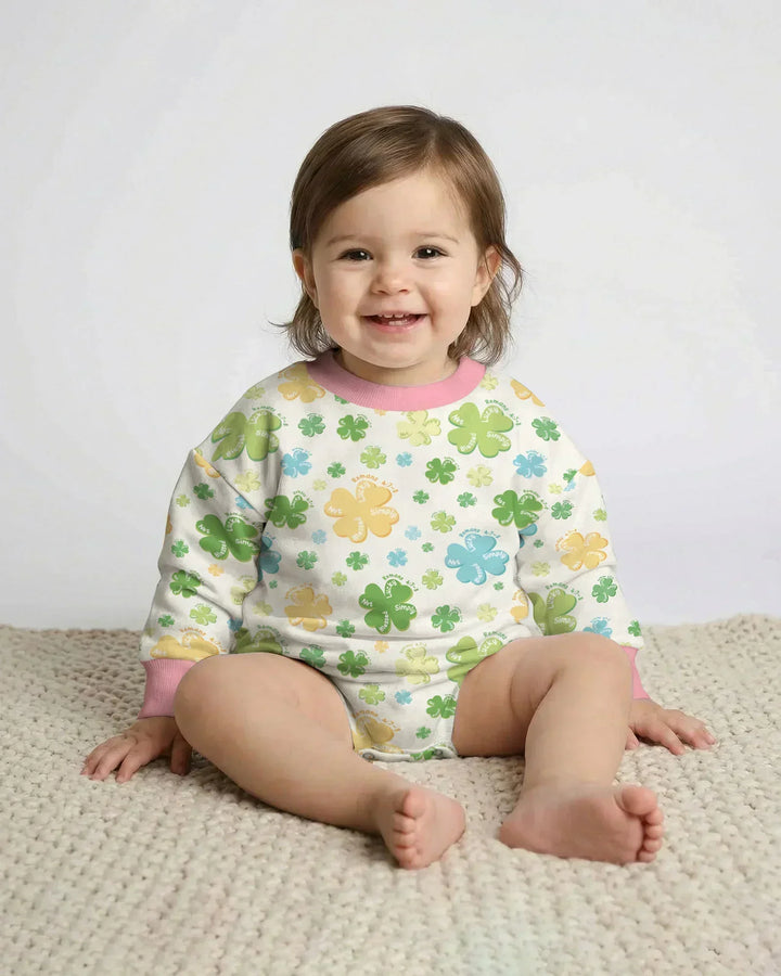 Shamrocks Print St. Patrick's Day Bamboo Bubble Romper