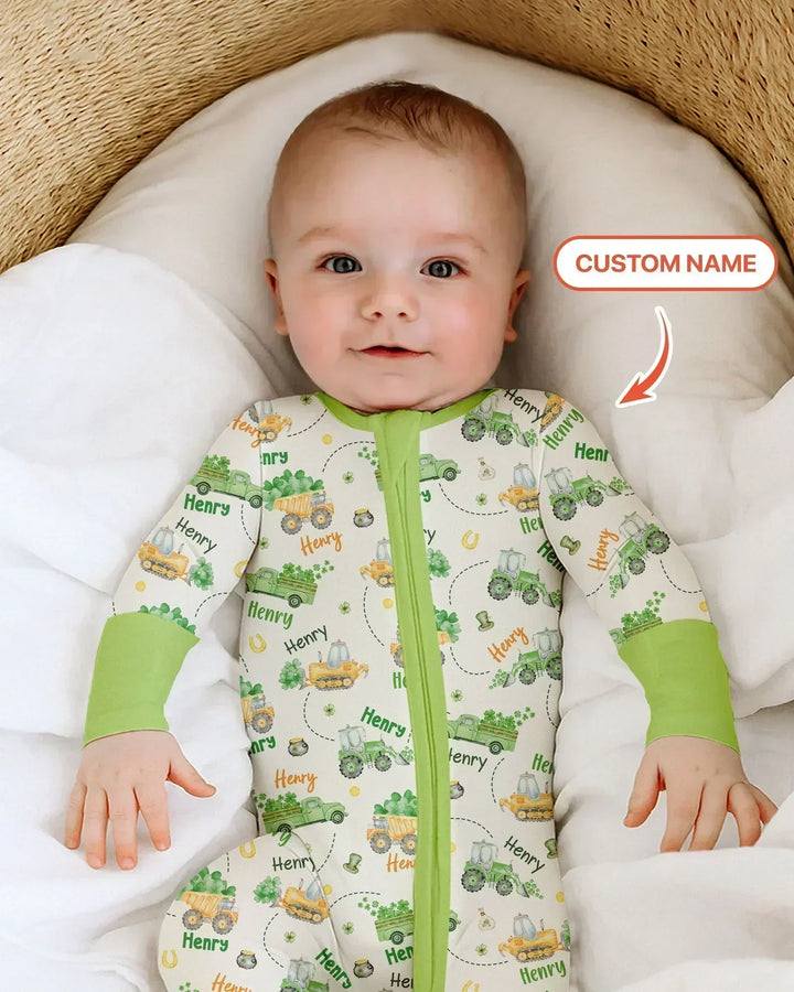 Construction St. Patrick's Day Custom Name Bamboo Convertible Zippy