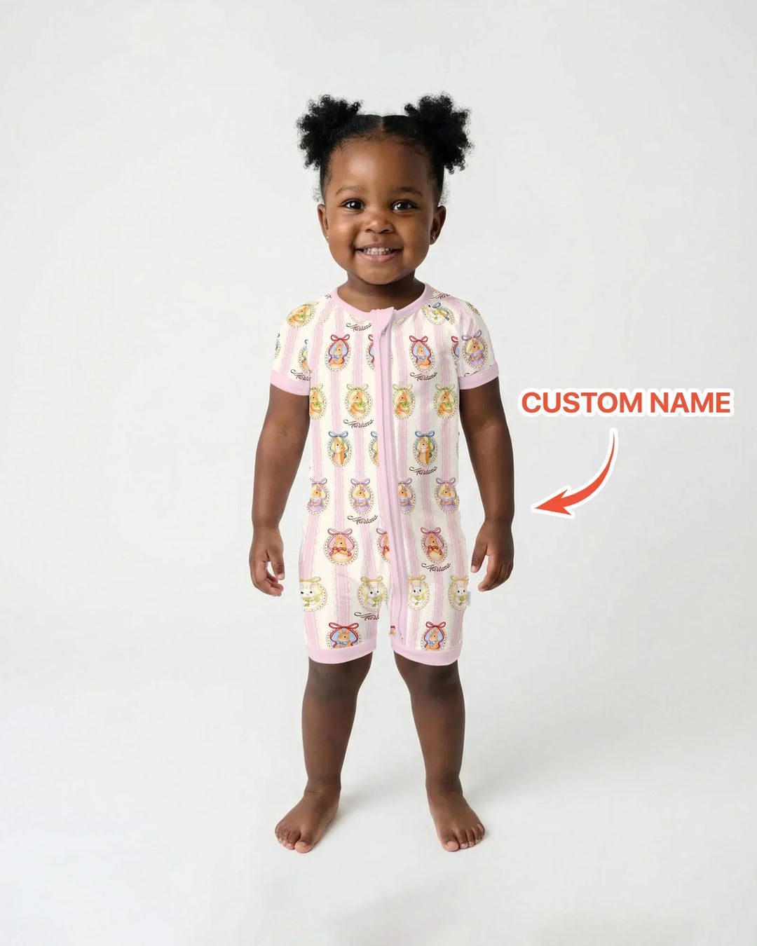 Custom Name Vintage Easter Bunny Bamboo Shorty Zippy