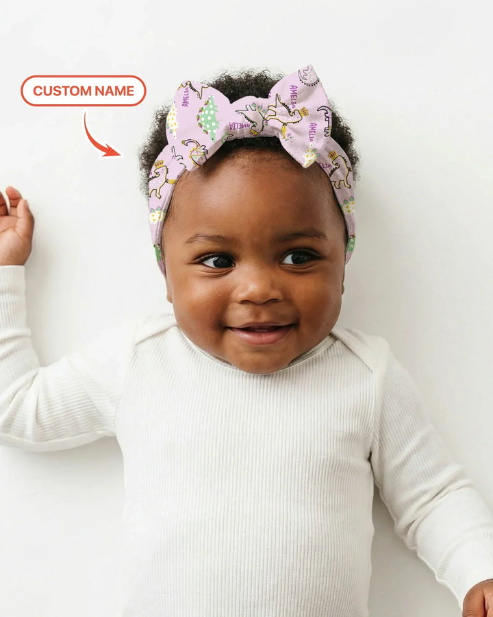 Custom Name Mardi Gras Saurus Headband