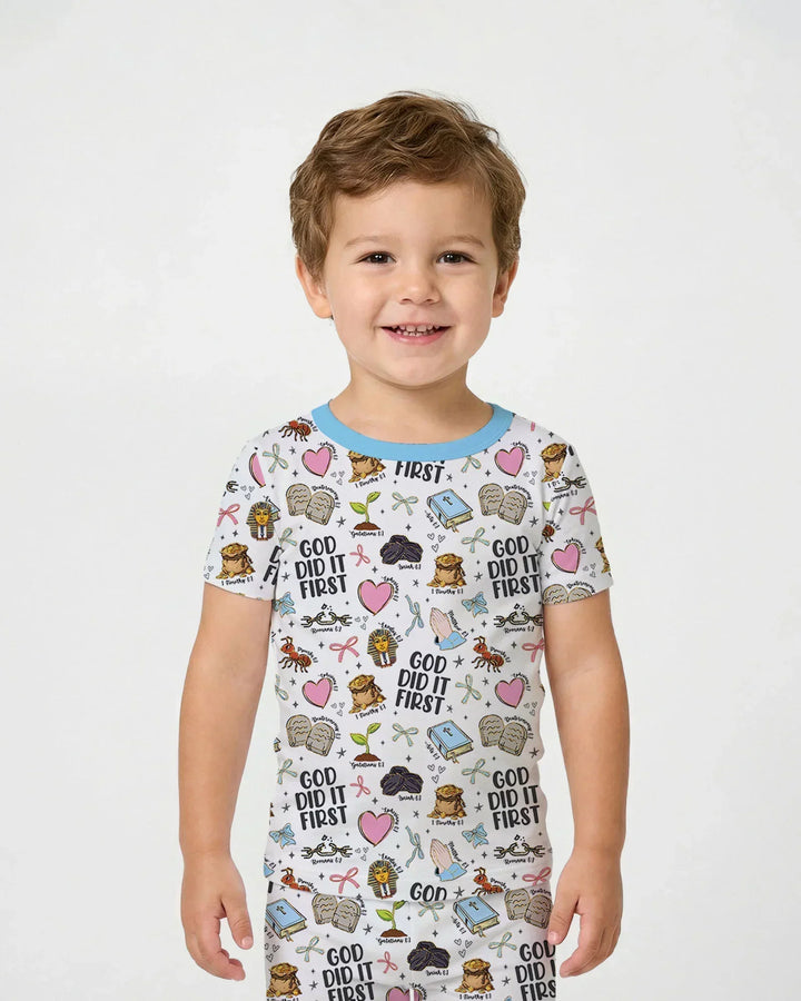 God Did It First Bamboo Two Piece Short Sleeve Pajama Set