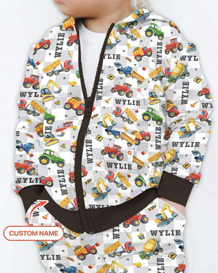 Under Construction Custom Name Bamboo Zip Hoodie