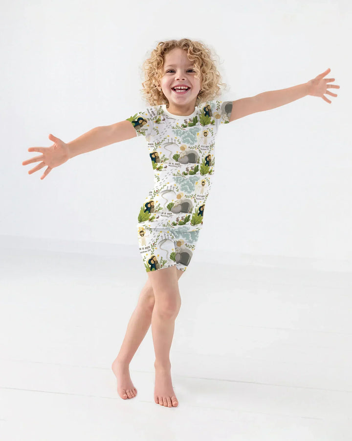 He Is Risen Two Piece Short Sleeve Shorts Pajama Set