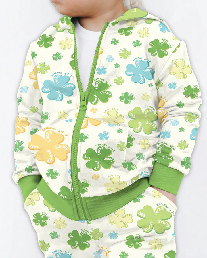 Shamrocks Print St. Patrick's Day Bamboo Zip Hoodie
