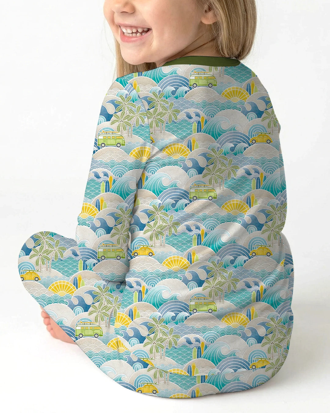 Coastal Road Trip Waves Surf Bamboo Two Piece Long Sleeve Pajama Set