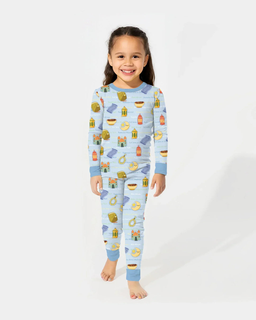 Ramadan Mubarak Family Matching Bamboo Two Piece Long Sleeve Pajama Set