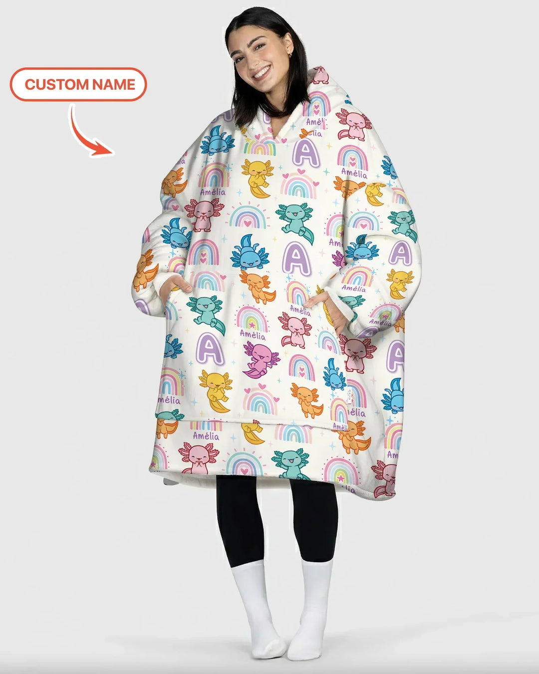 Axololt Custom Name Bamboo Blanket Hoodie