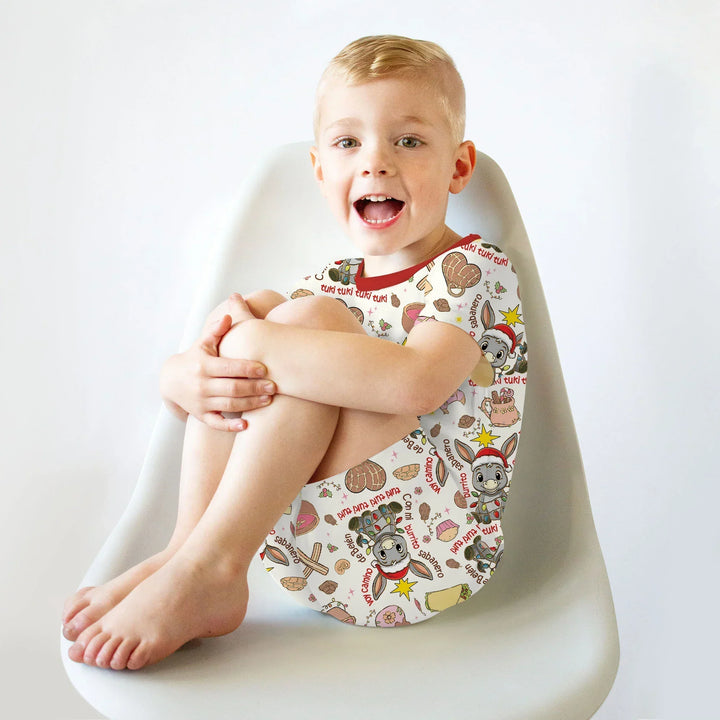 Feliz Navidad Two Piece Short Sleeve Shorts Pajama Set , Feliz Navidad Two Piece Short Sleeve Shorts Pajama Set - 12-18M