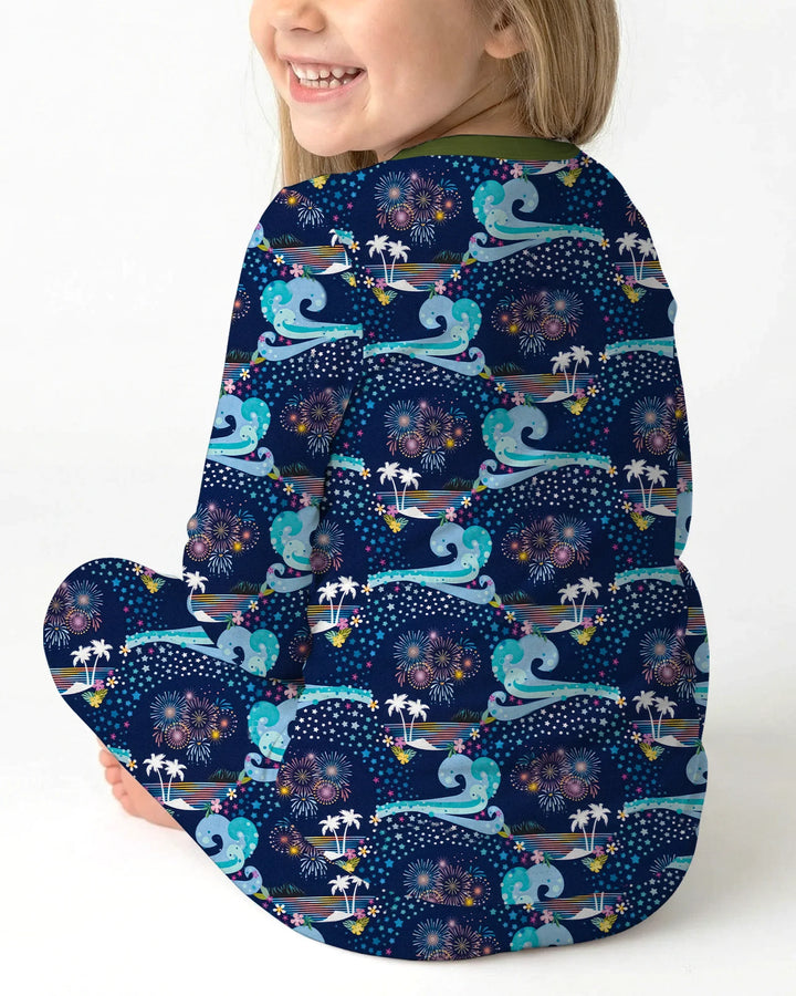 Starlit Surf Celebration Bamboo Two Piece Long Sleeve Pajama Set