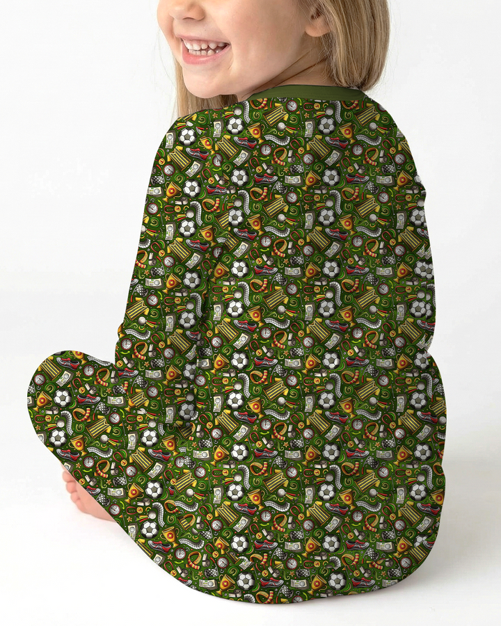 Green Soccer All-Star Bamboo Two Piece Long Sleeve Pajama Set