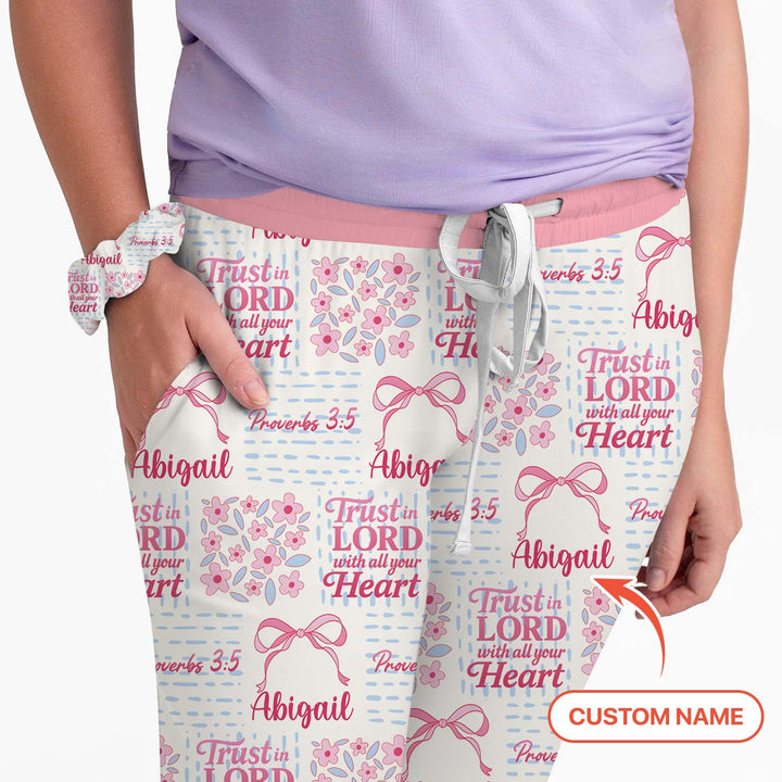 Trust The Lord With All Your Heart Custom Name Bamboo Women Pajama Set