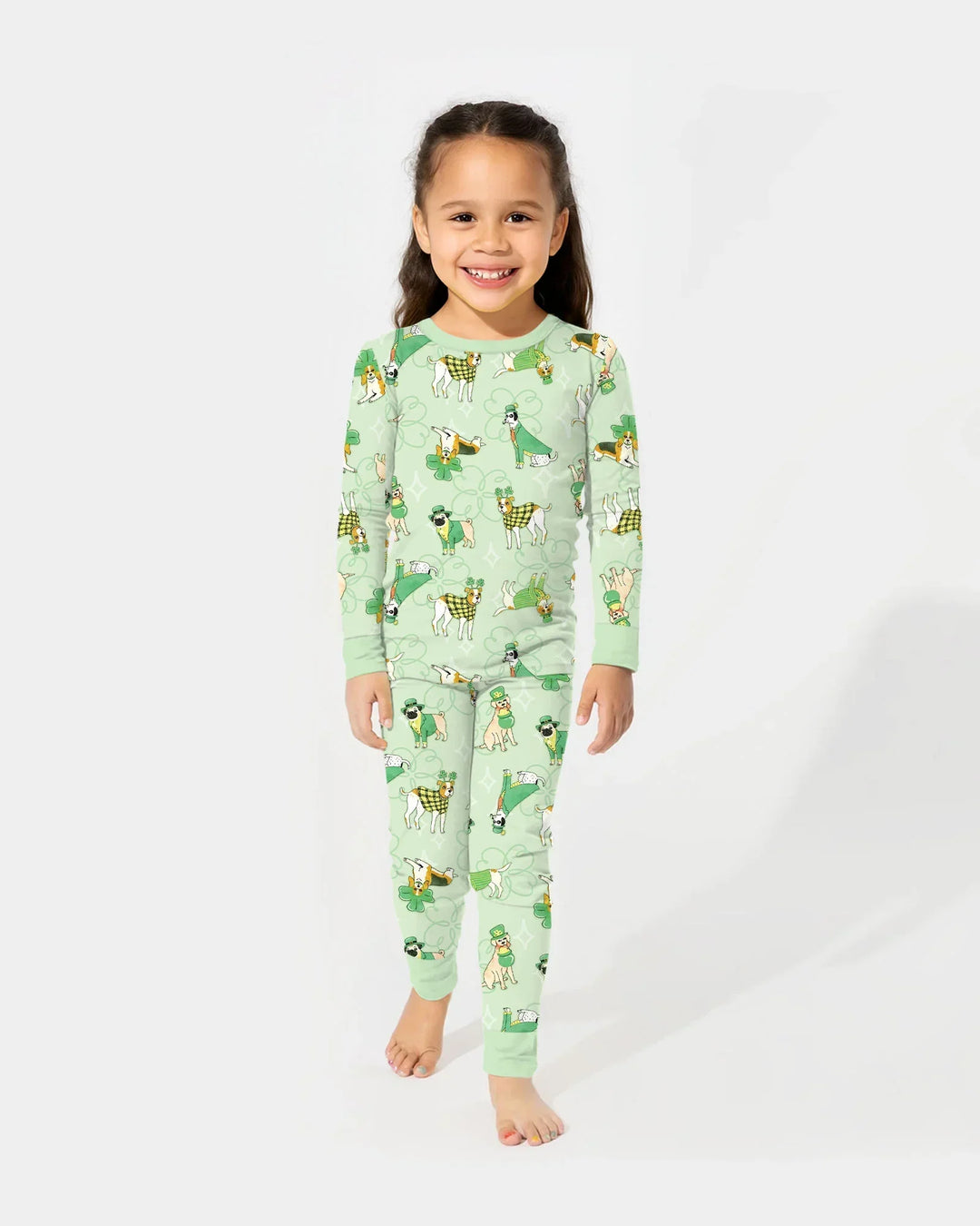 St. Patrick's Day Puppies Bamboo Two Piece Long Sleeve Pajama Set