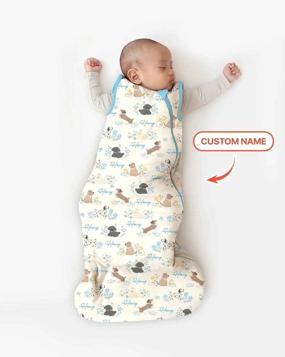 Custom Name Flower Dogs Bamboo Sleep Bag