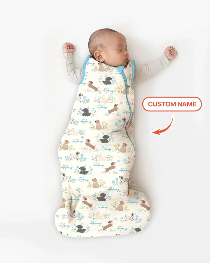 Custom Name Flower Dogs Bamboo Sleep Bag
