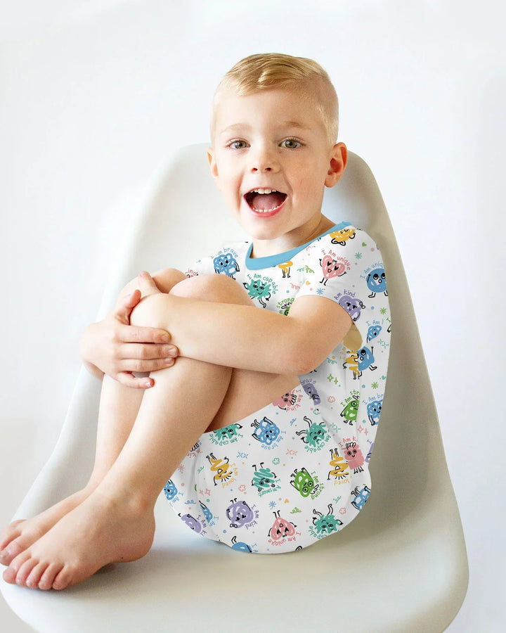Positive Affirmations Bamboo Two Piece Short Sleeve Shorts Pajama Set