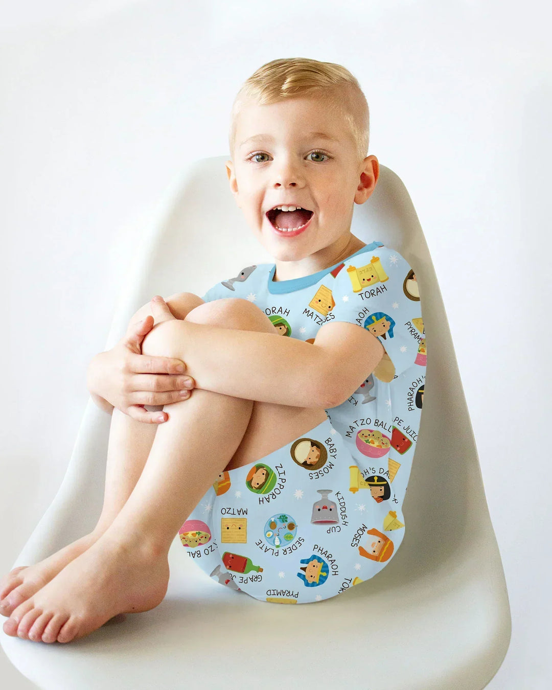 Cute Passover Characters Bamboo Two Piece Short Sleeve Shorts Pajama Set