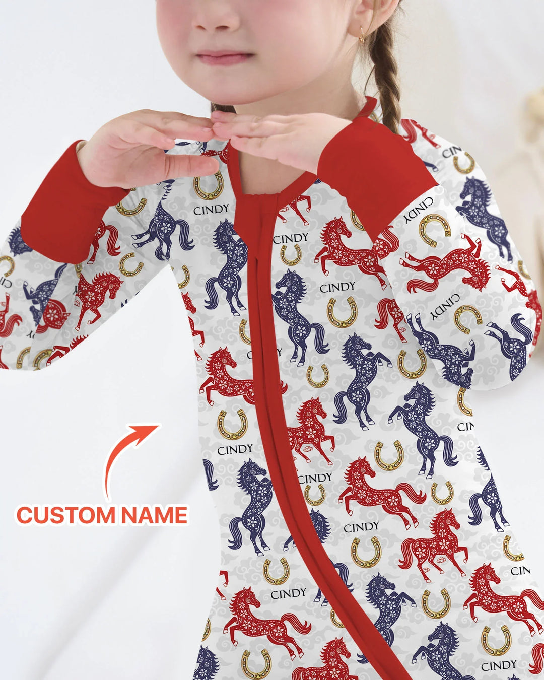 Custom Name Chinoiserie Horses Bamboo Convertible Zippy