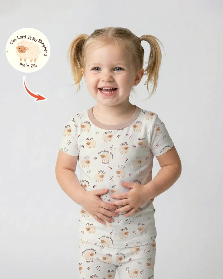 The Lord Is My Shepherd Baby Bamboo Two Piece Short Sleeve Pajama Set