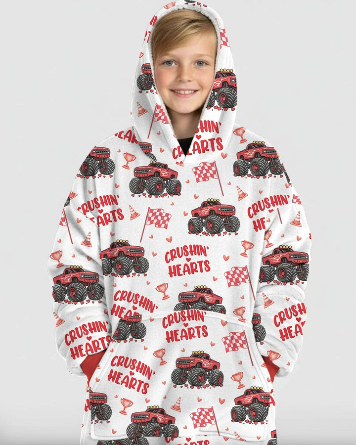 Crushin Hearts Wearable Bamboo Blanket Hoodie