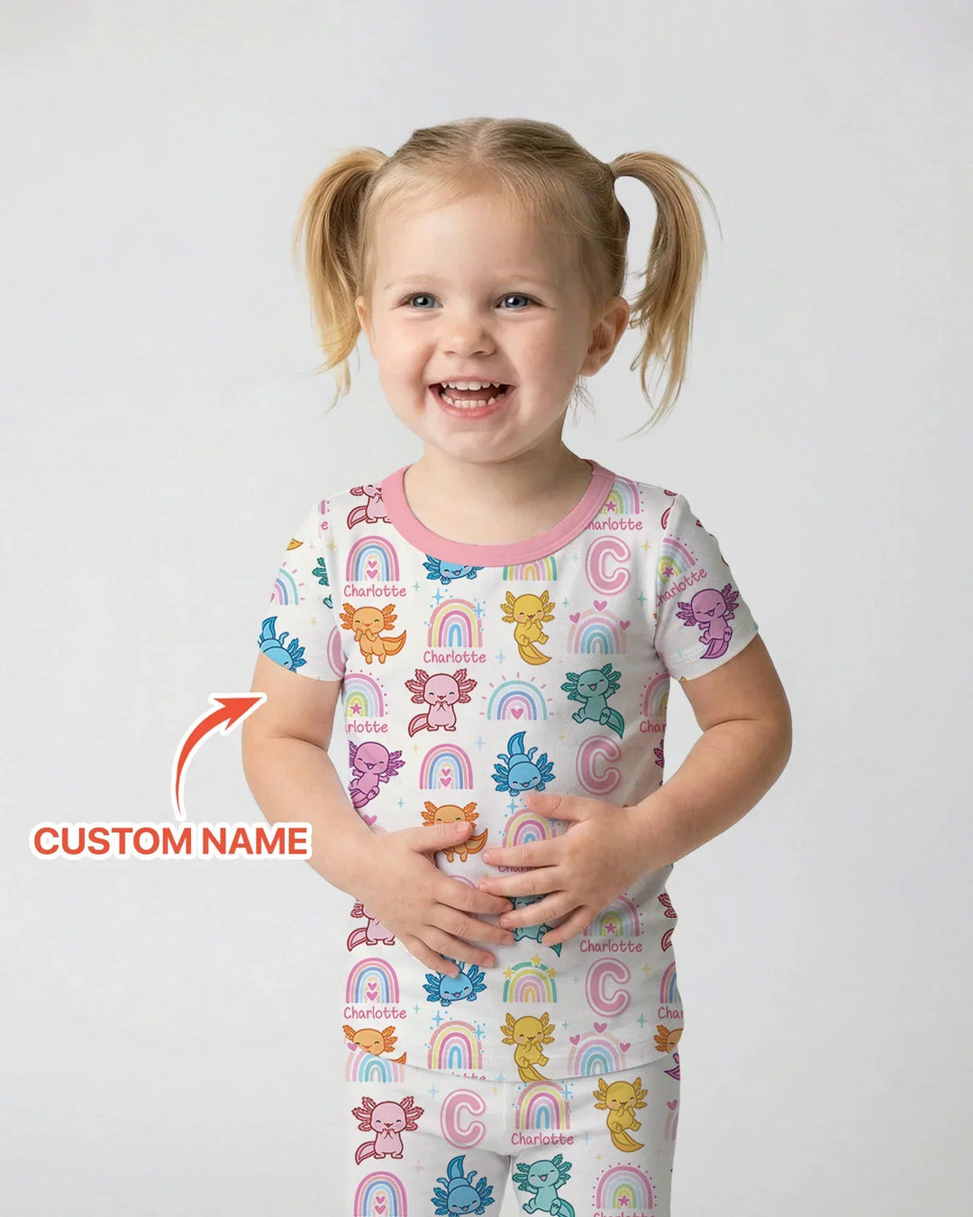 Axololt Custom Name Bamboo Two Piece Short Sleeve Pajama Set