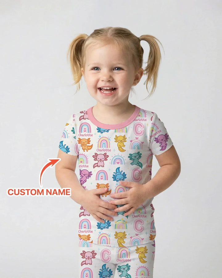 Axololt Custom Name Bamboo Two Piece Short Sleeve Pajama Set
