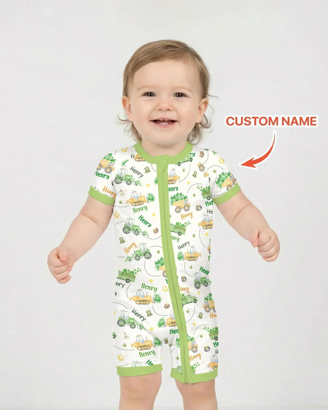Construction St. Patrick's Day Custom Name Bamboo Shorty Zippy