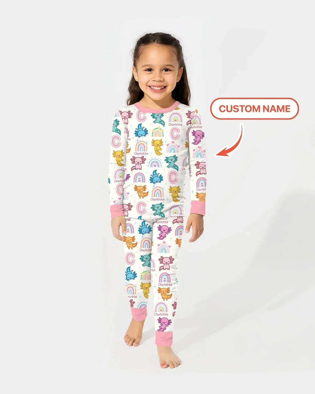 Axololt Custom Name Bamboo Two Piece Long Sleeve Pajama Set