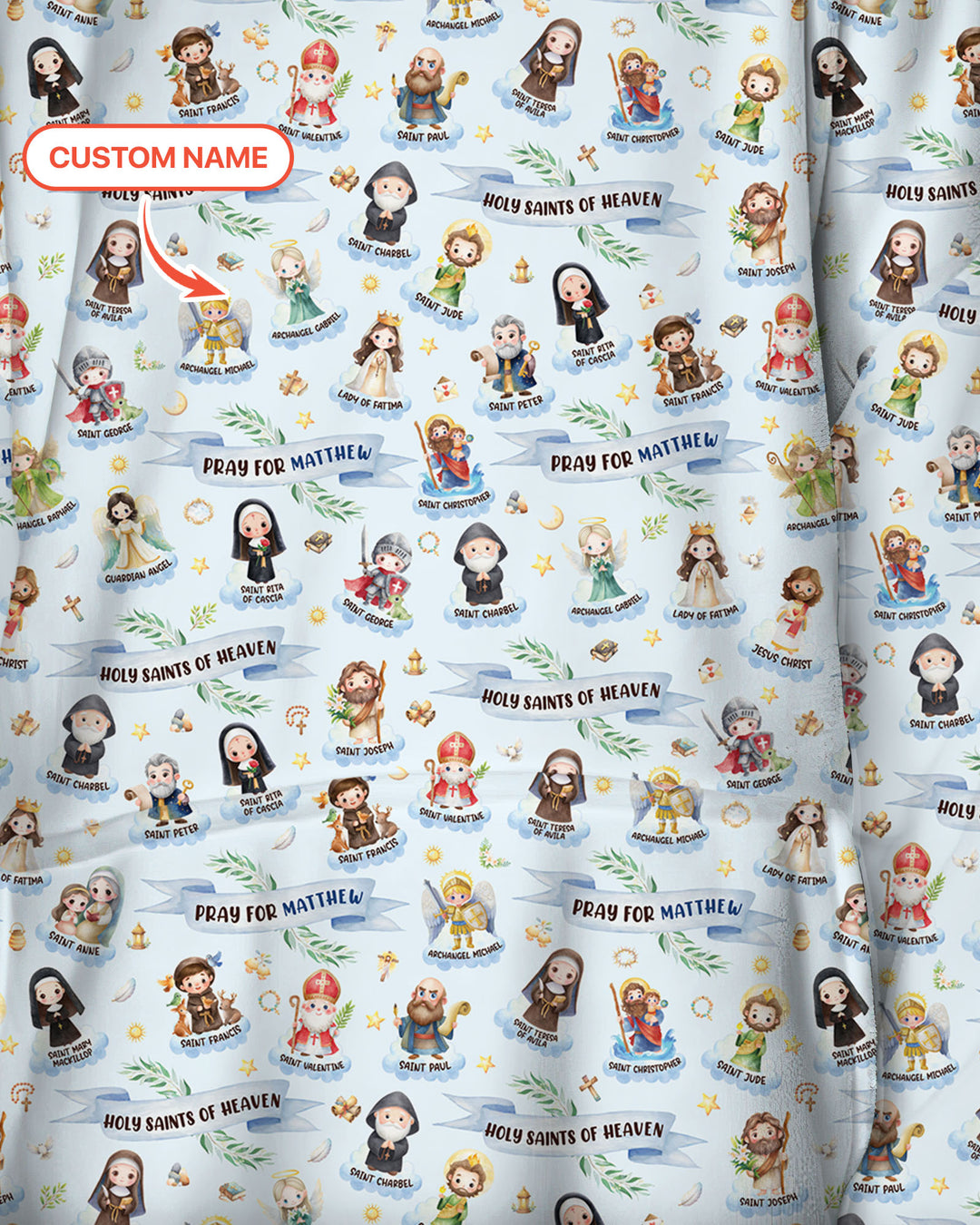 Holy Saints of Heaven Custom Name Bamboo Blanket Hoodie