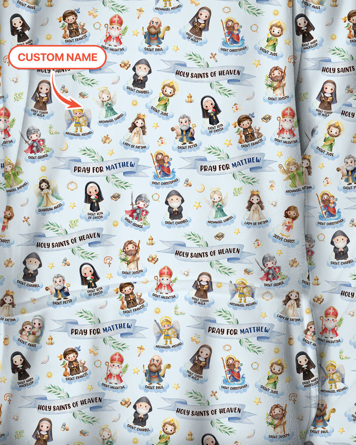 Holy Saints of Heaven Custom Name Bamboo Blanket Hoodie